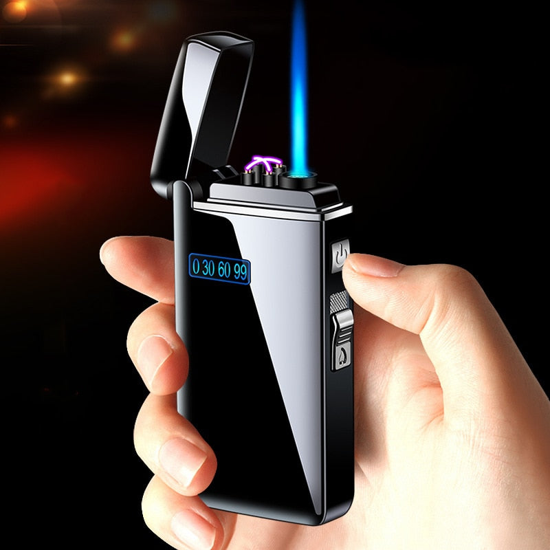 New Dual Arc Windproof LED Metal USB Lighter Torch