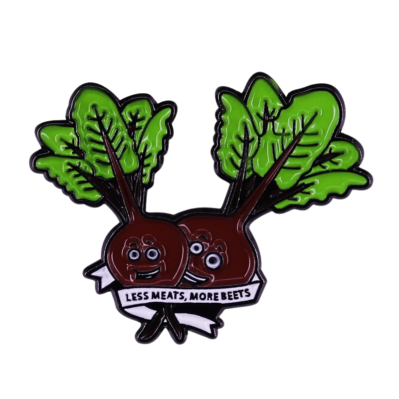 "Less Meats, More Beets" Vegan Enamel Pin