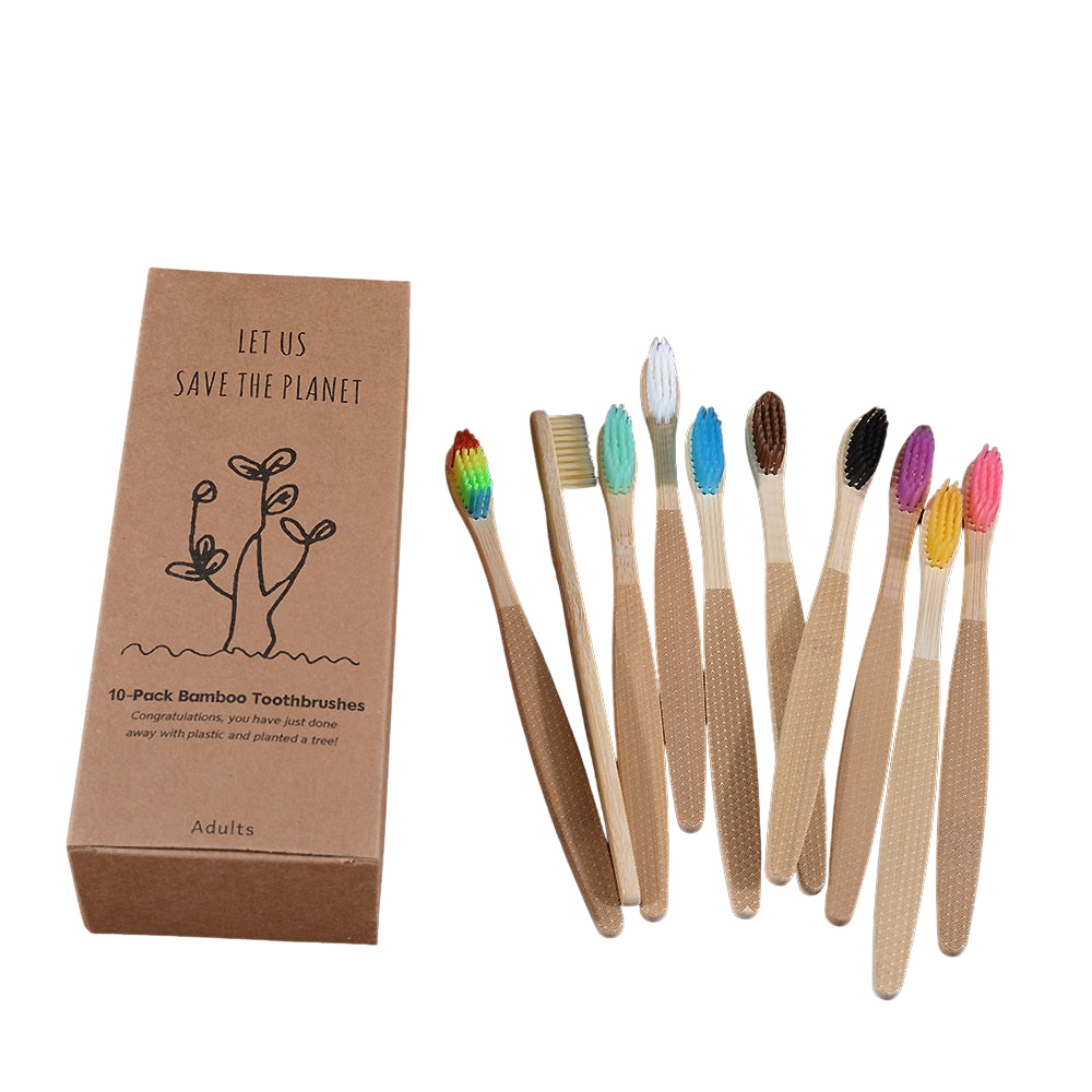 10 Pack Eco-Friendly Bamboo Adult Toothbrushes