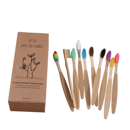 10 Pack Eco-Friendly Bamboo Adult Toothbrushes