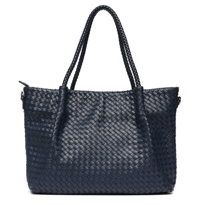 SC Fashion PU Leather Woven Handbags For Women Luxury Design Tote Female Large Daily Shoulder Bags Vegan Leather Crossbody Purse