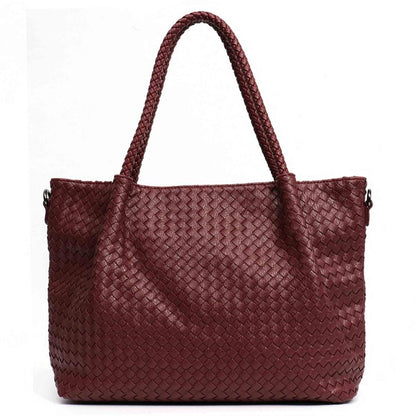 SC Fashion PU Leather Woven Handbags For Women Luxury Design Tote Female Large Daily Shoulder Bags Vegan Leather Crossbody Purse