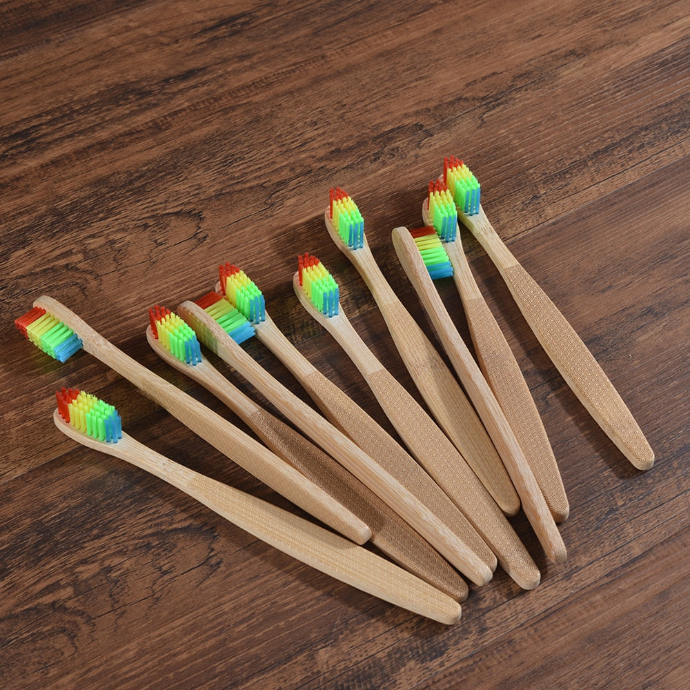 10 Pack Eco-Friendly Bamboo Adult Toothbrushes
