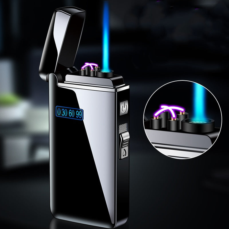 New Dual Arc Windproof LED Metal USB Lighter Torch