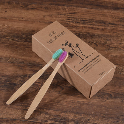 10 Pack Eco-Friendly Bamboo Adult Toothbrushes