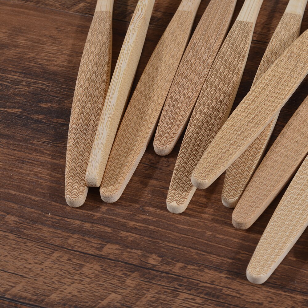 10 Pack Eco-Friendly Bamboo Adult Toothbrushes