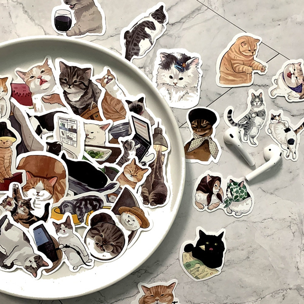10/30/54pcs Cute Cats Animal Graffiti Stickers Cartoon Decals Kids Toy DIY Diary Suitcase Scrapbook Phone Laptop Bike Sticker