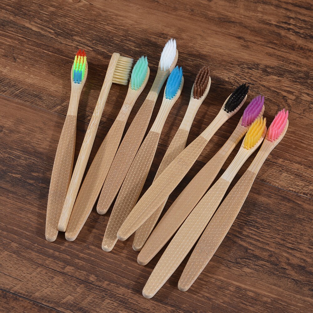 10 Pack Eco-Friendly Bamboo Adult Toothbrushes