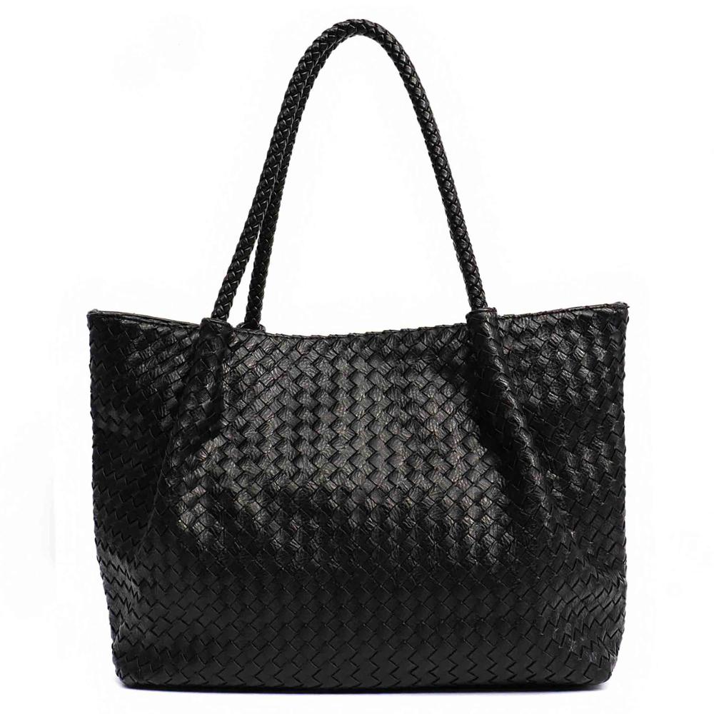 SC Fashion PU Leather Woven Handbags For Women Luxury Design Tote Female Large Daily Shoulder Bags Vegan Leather Crossbody Purse