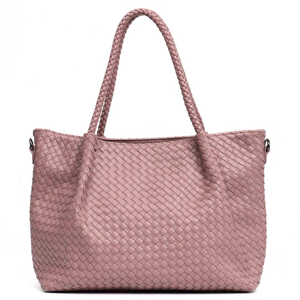 SC Fashion PU Leather Woven Handbags For Women Luxury Design Tote Female Large Daily Shoulder Bags Vegan Leather Crossbody Purse