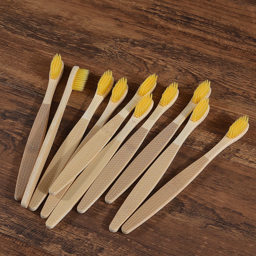 10 Pack Eco-Friendly Bamboo Adult Toothbrushes