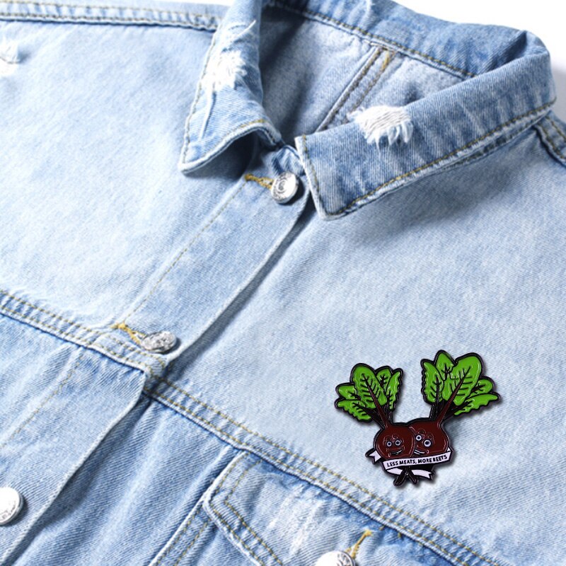 "Less Meats, More Beets" Vegan Enamel Pin