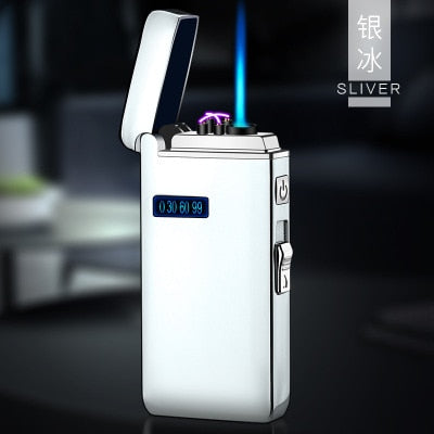 New Dual Arc Windproof LED Metal USB Lighter Torch