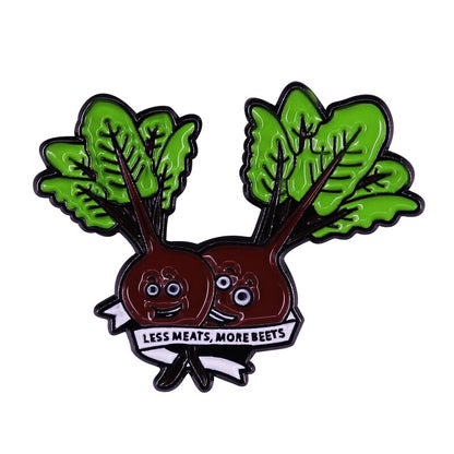 "Less Meats, More Beets" Vegan Enamel Pin