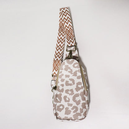 Womens Vegan Leather Zipper Sling Bag Crossbody Purse with Adjustable Guitar Strap Multi-Funtional Pockets