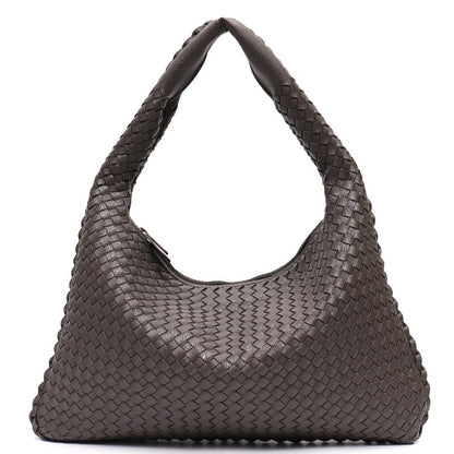 Handmade Woven Hobo For Women PU Vegan Leather Shoulder Bag Top-handle Purse Ladies Fashion Casual Handbags