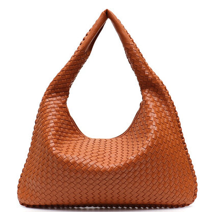 Handmade Woven Hobo For Women PU Vegan Leather Shoulder Bag Top-handle Purse Ladies Fashion Casual Handbags
