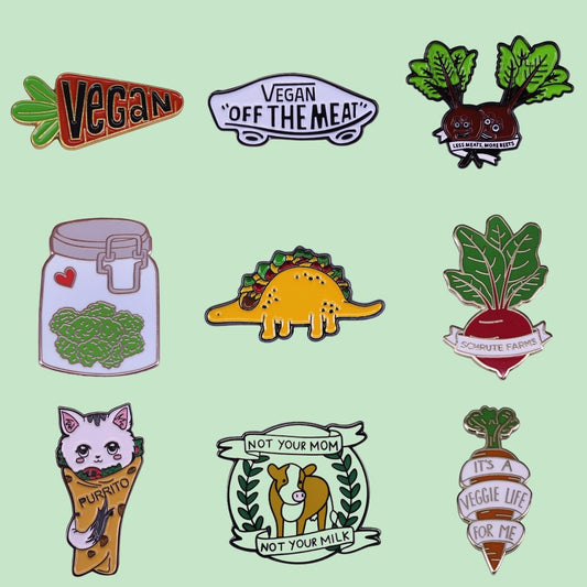 Superior Quality Vegetarianism Stay Healthy Enamel Lapel Pins Plant Pals Brooches New Year's Jewelry Gifts to Vegans Wholesale