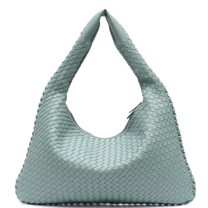 Handmade Woven Hobo For Women PU Vegan Leather Shoulder Bag Top-handle Purse Ladies Fashion Casual Handbags