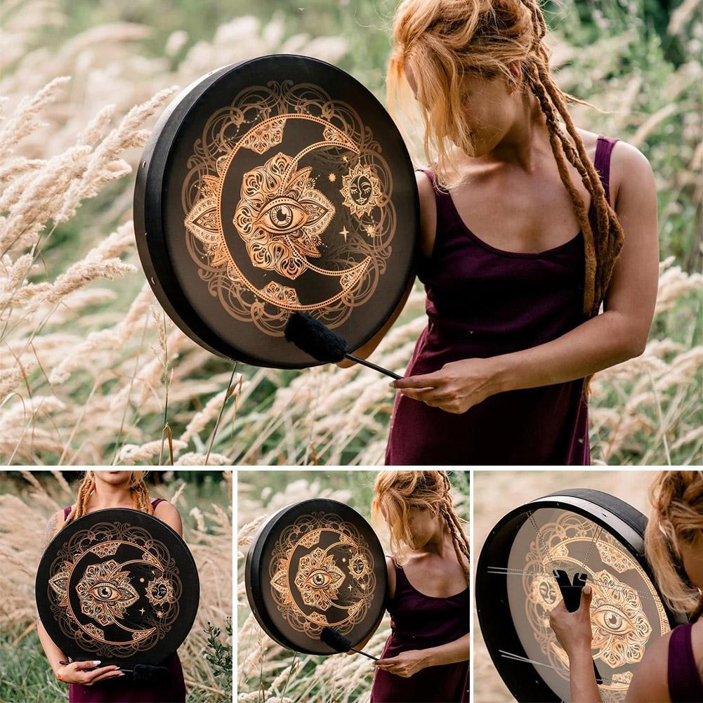 10 Inch Shaman Drum Alchemical Moon Sound Healing Tool (Tunable Membrane)