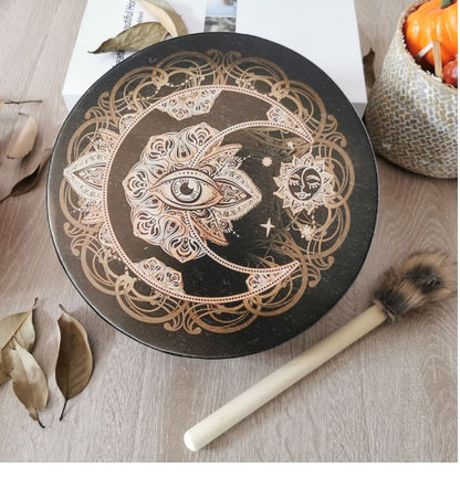 10 Inch Shaman Drum Alchemical Moon Sound Healing Tool (Tunable Membrane)