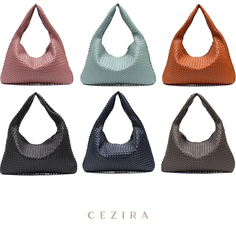 Handmade Woven Hobo For Women PU Vegan Leather Shoulder Bag Top-handle Purse Ladies Fashion Casual Handbags