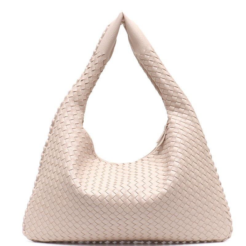 Handmade Woven Hobo For Women PU Vegan Leather Shoulder Bag Top-handle Purse Ladies Fashion Casual Handbags