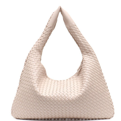 Handmade Woven Hobo For Women PU Vegan Leather Shoulder Bag Top-handle Purse Ladies Fashion Casual Handbags