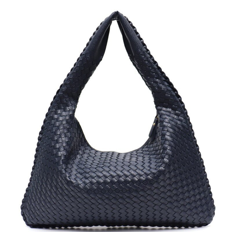 Handmade Woven Hobo For Women PU Vegan Leather Shoulder Bag Top-handle Purse Ladies Fashion Casual Handbags