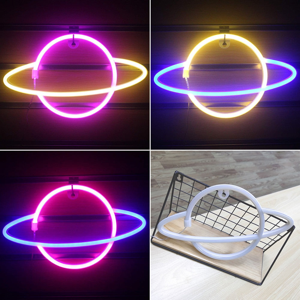 Planet LED Neon Lights Neon Light Sign Decor Lamp USB or Battery Powered