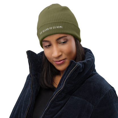 Go Vegan Organic Ribbed Beanie